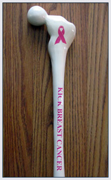 Create a cane to help support your cause with custom text stencil.