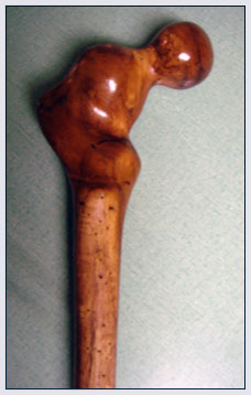 Dark Stained Hand-Carved Cane