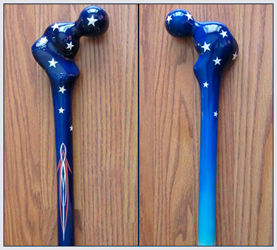Blue Stars painted on My Third Leg Canes.